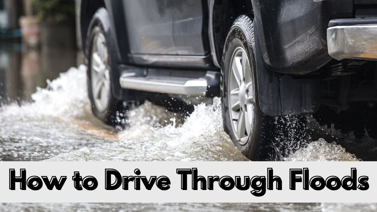 car driving through a flood of water